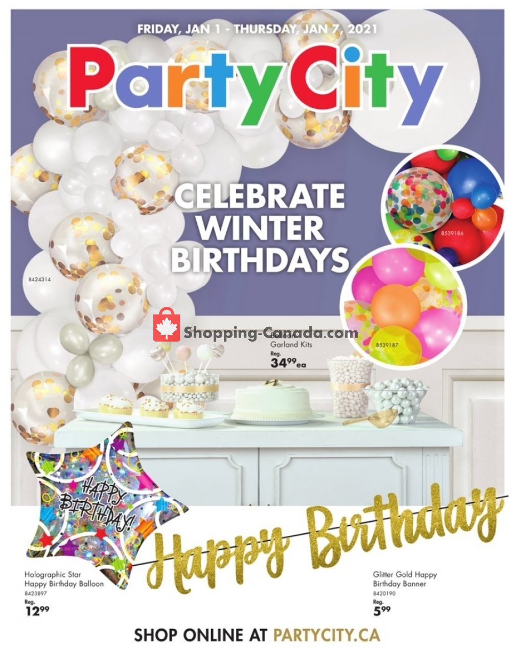 Party City Canada, flyer (Celebrate Winter Birthdays) January 1