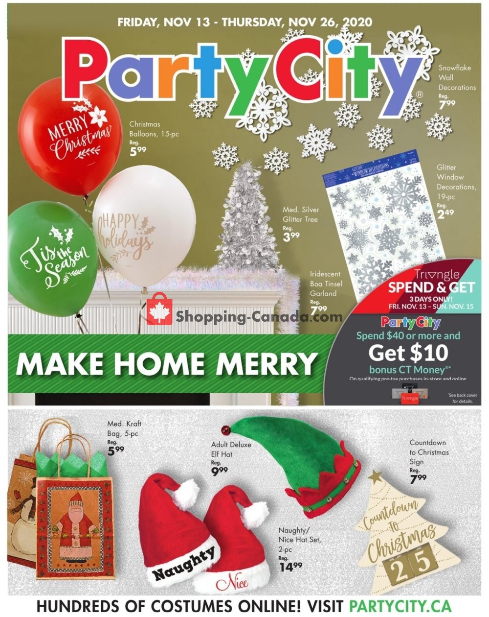Party City Canada, flyer (Make Home Merry) November 13 November 26