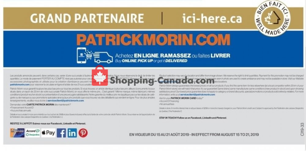 Patrick Morin flyer from Thursday August 15, 2019 to Wednesday August 21, 2019 - page 12