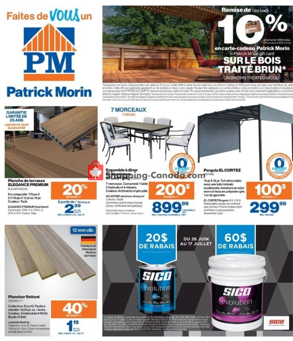 Patrick Morin flyer from Thursday June 27, 2019 to Wednesday July 3, 2019 - page 1