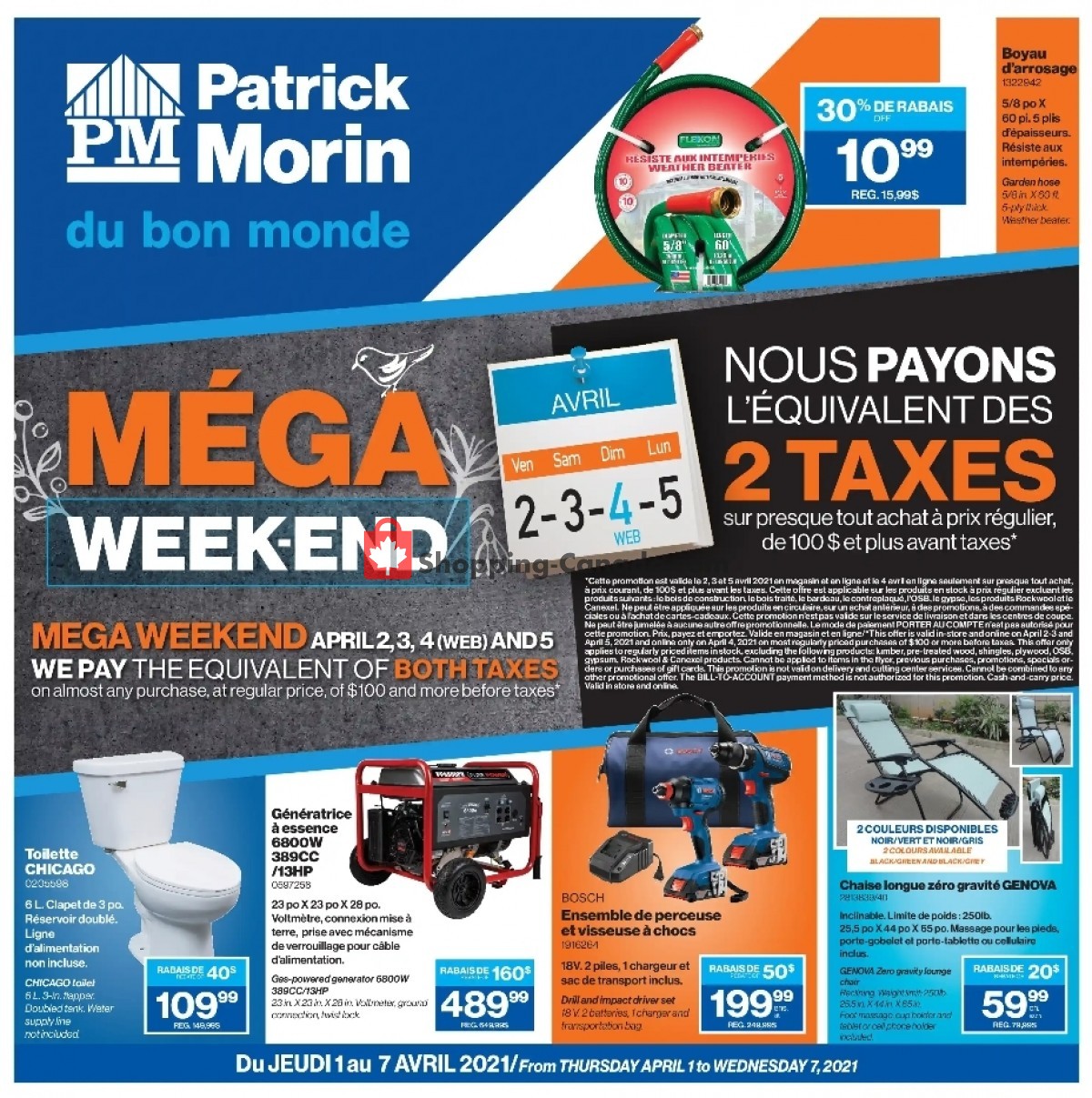Patrick Morin flyer from Thursday April 1, 2021 to Wednesday April 7, 2021 - page 1