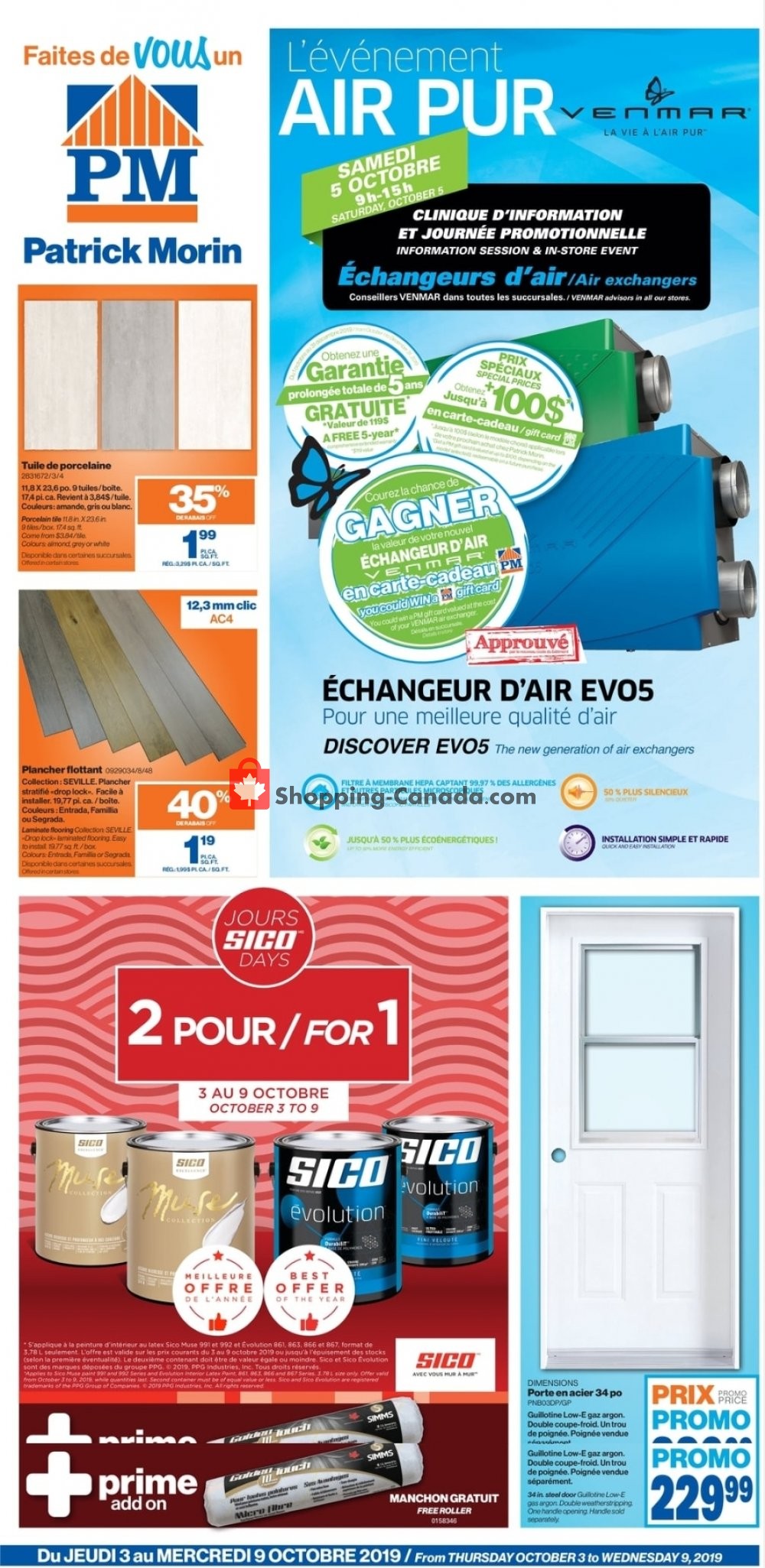 Patrick Morin flyer from Thursday October 3, 2019 to Wednesday October 9, 2019 - page 1
