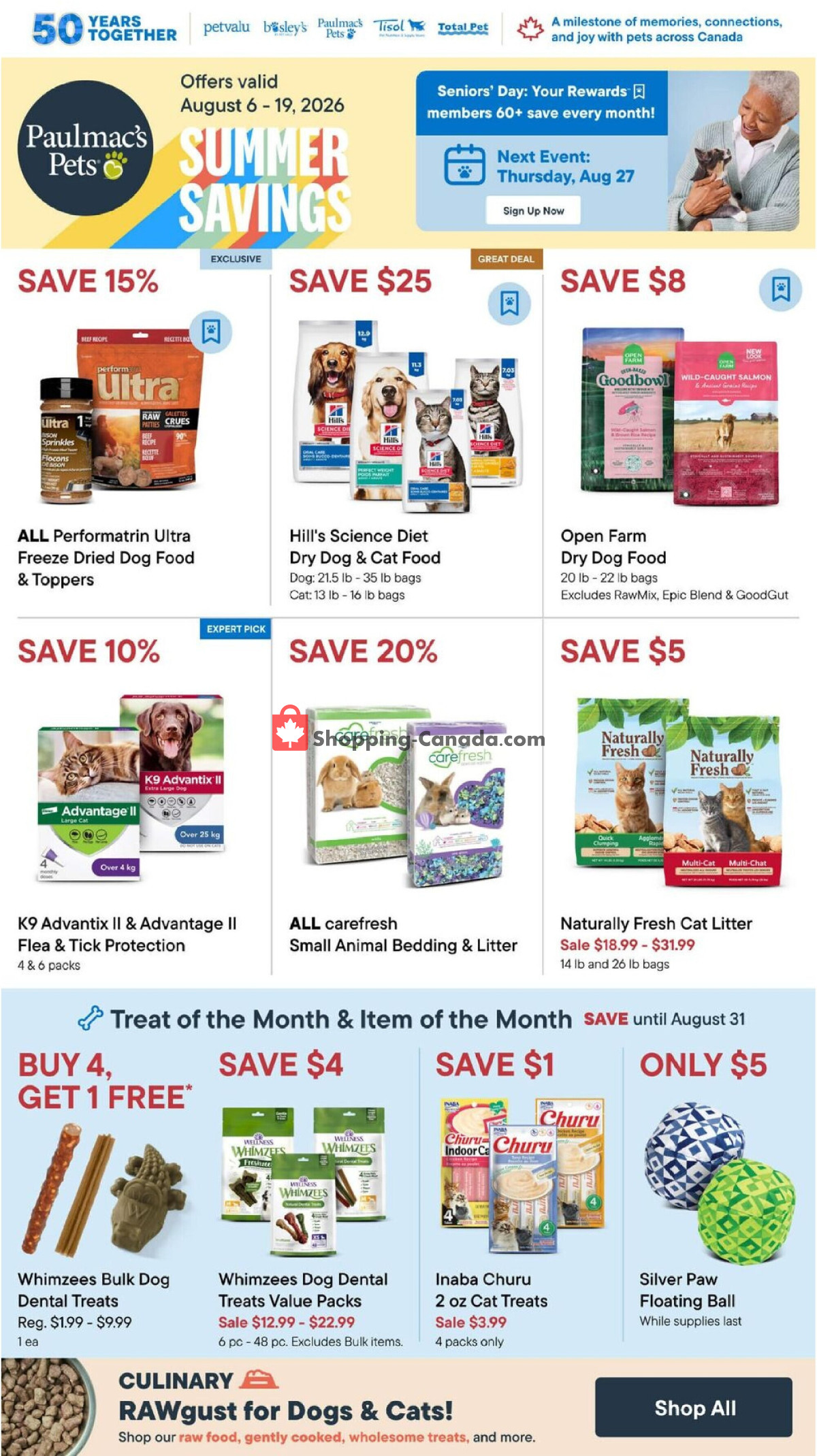Paulmac's Pets flyer from Thursday August 6, 2026 to Wednesday August 19, 2026 - page 1