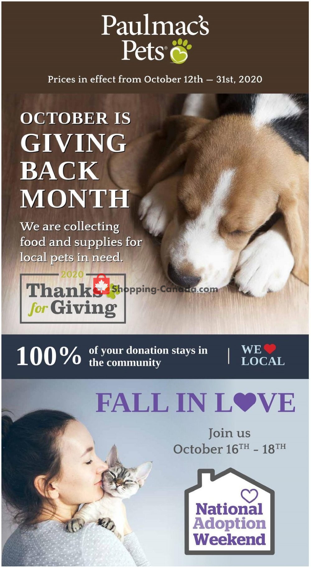 Paulmac's Pets flyer from Monday October 12, 2020 to Saturday October 31, 2020 - page 1