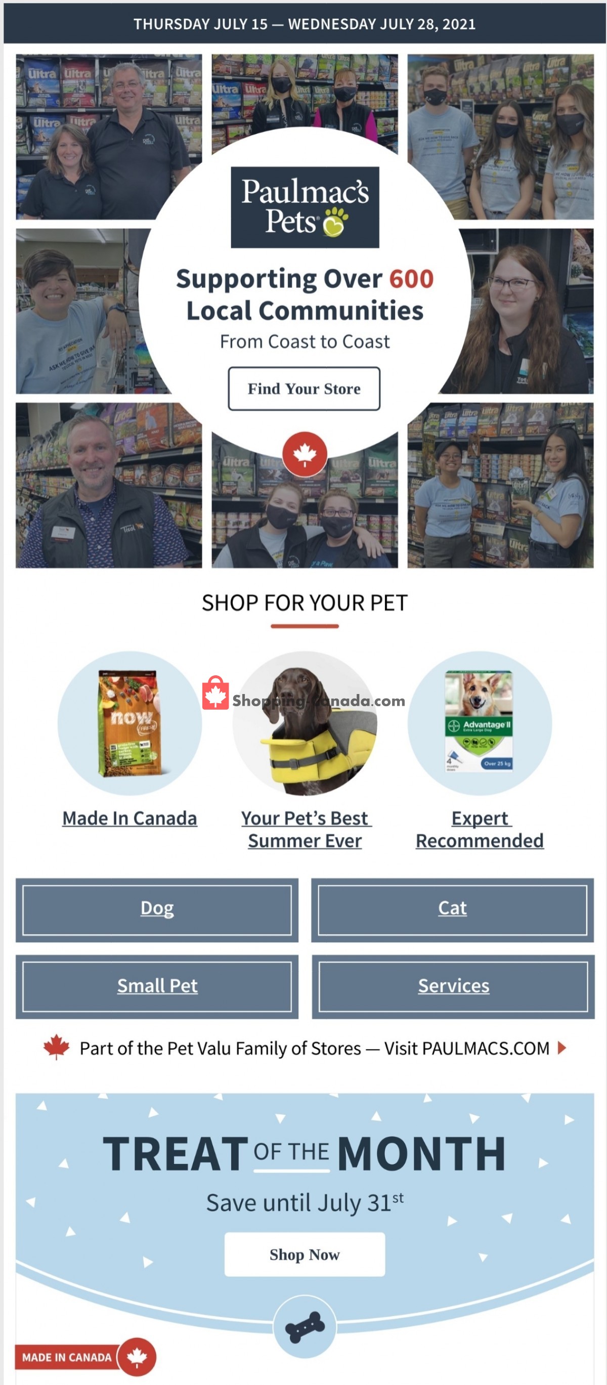 Paulmac's Pets flyer from Thursday July 15, 2021 to Wednesday July 28, 2021 - page 1