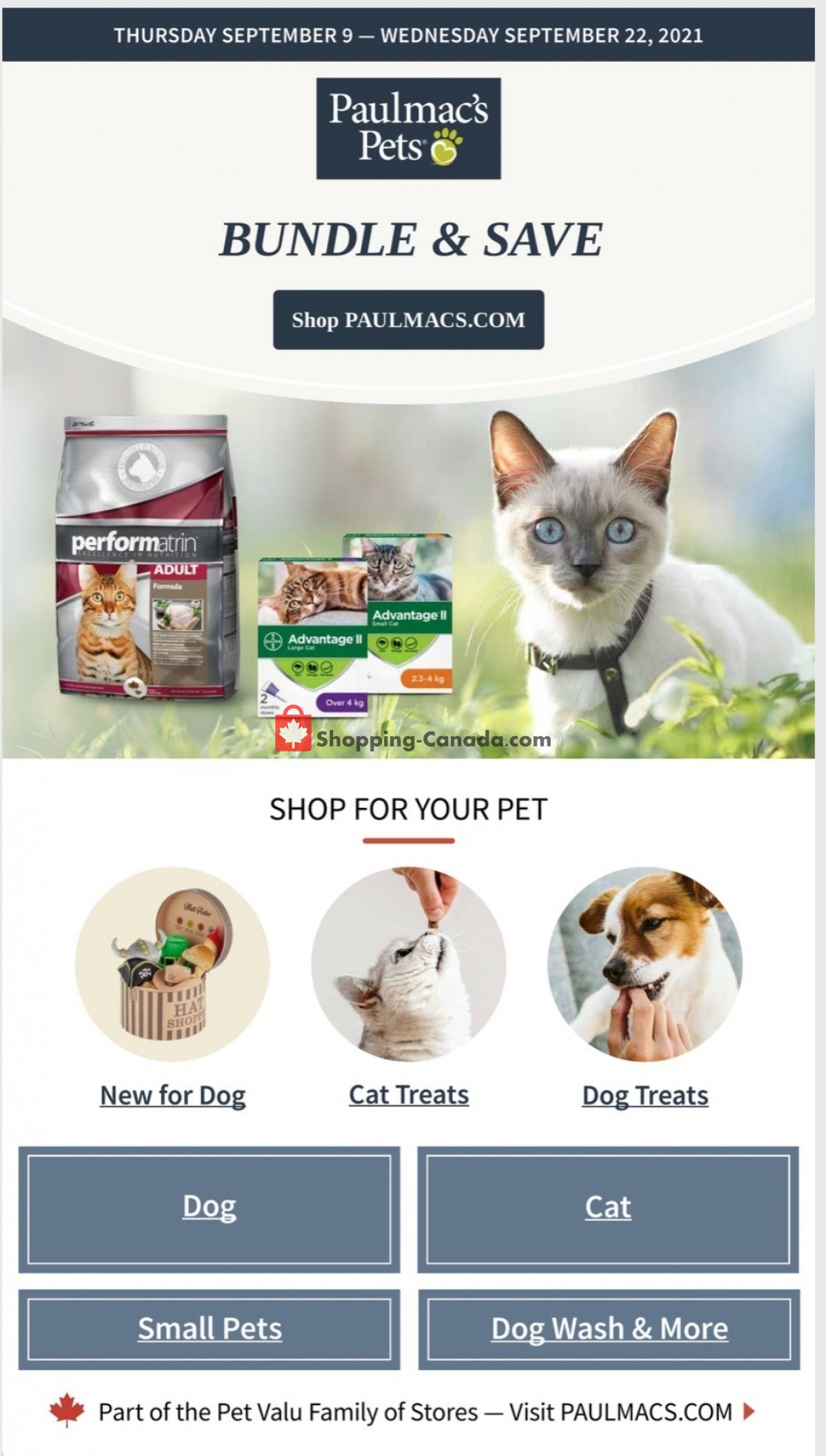Paulmac's Pets flyer from Thursday September 9, 2021 to Wednesday September 22, 2021 - page 1