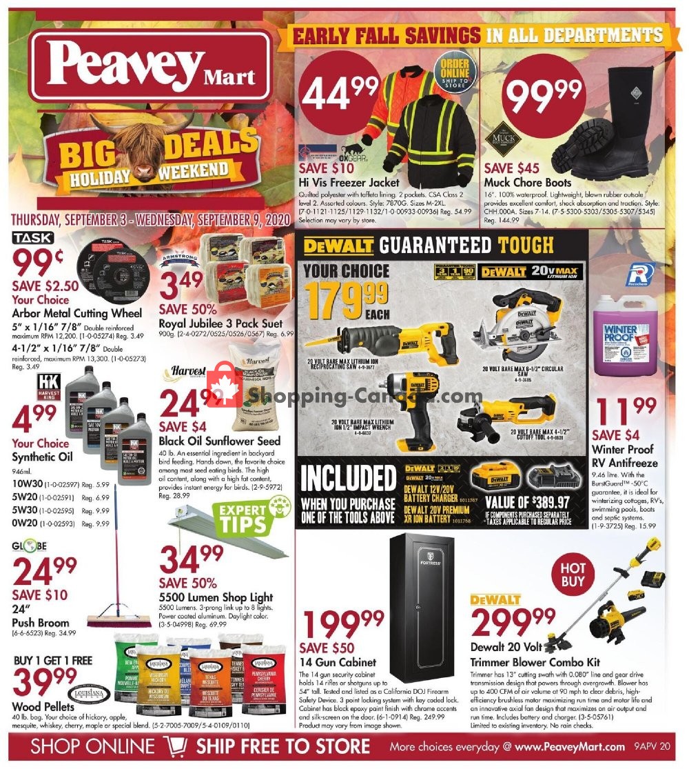 Peavey Mart Canada, flyer (Big Deals Holiday Weekend) September 3