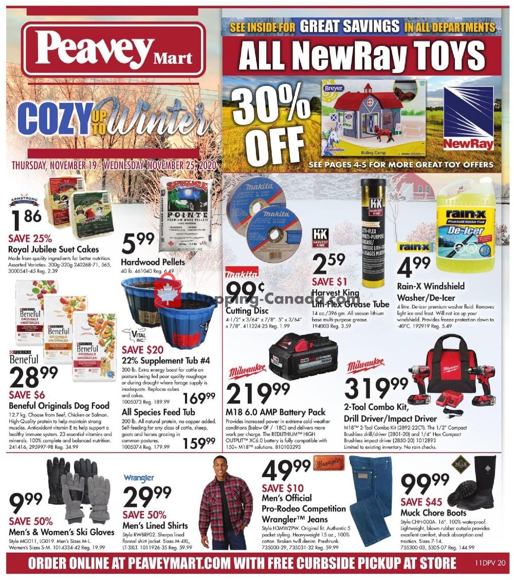 Peavey Mart Canada, flyer (Cozy Up To Winter) November 19 November