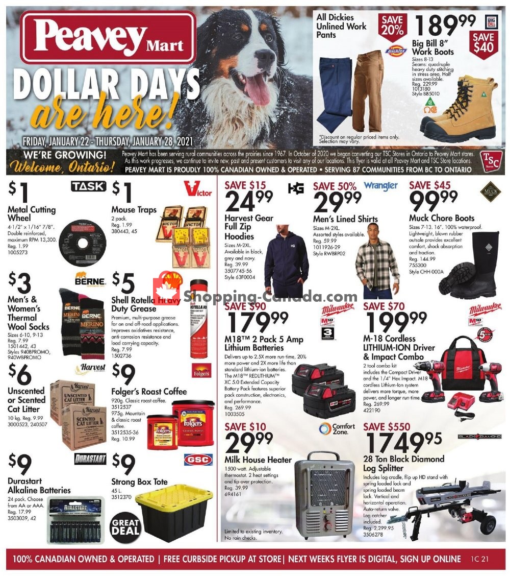 Peavey Mart flyer from Friday January 22, 2021 to Thursday January 28, 2021 - page 1