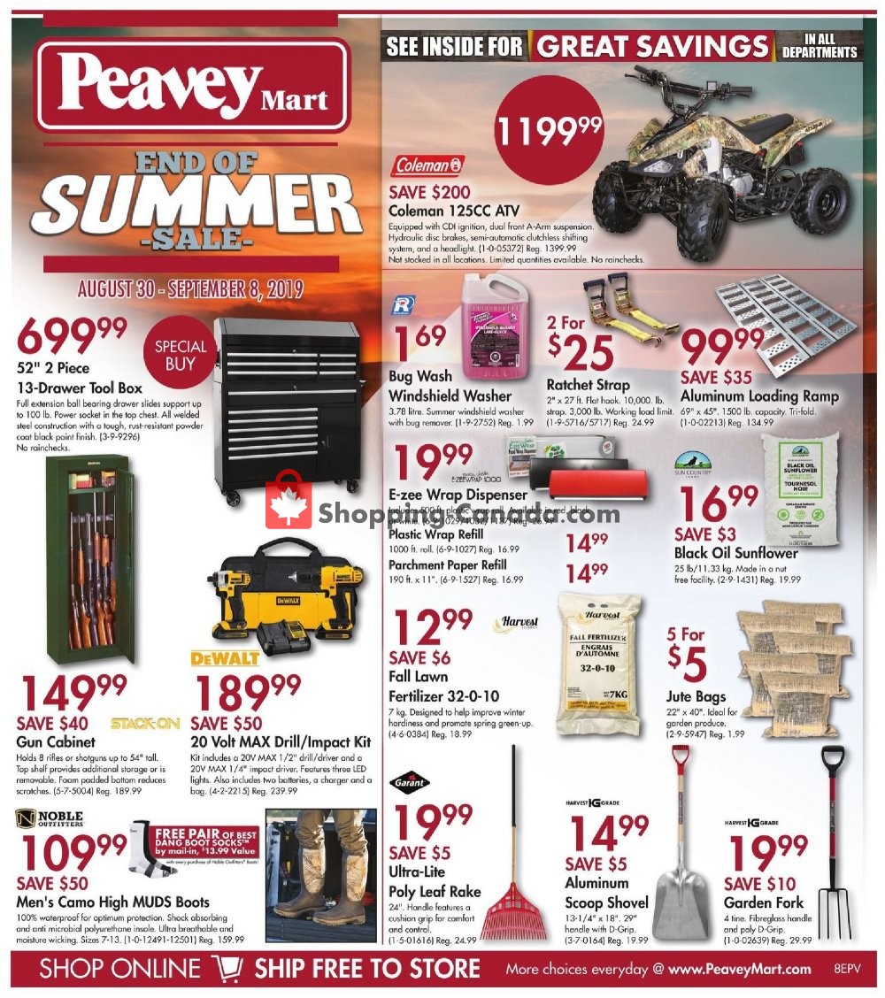 Peavey Mart Canada, flyer (End of Summer Sale) August 30 September
