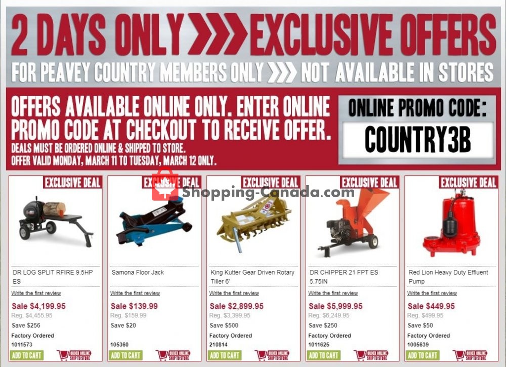 Peavey Mart flyer from Monday March 11, 2019 to Tuesday March 12, 2019 - page 1