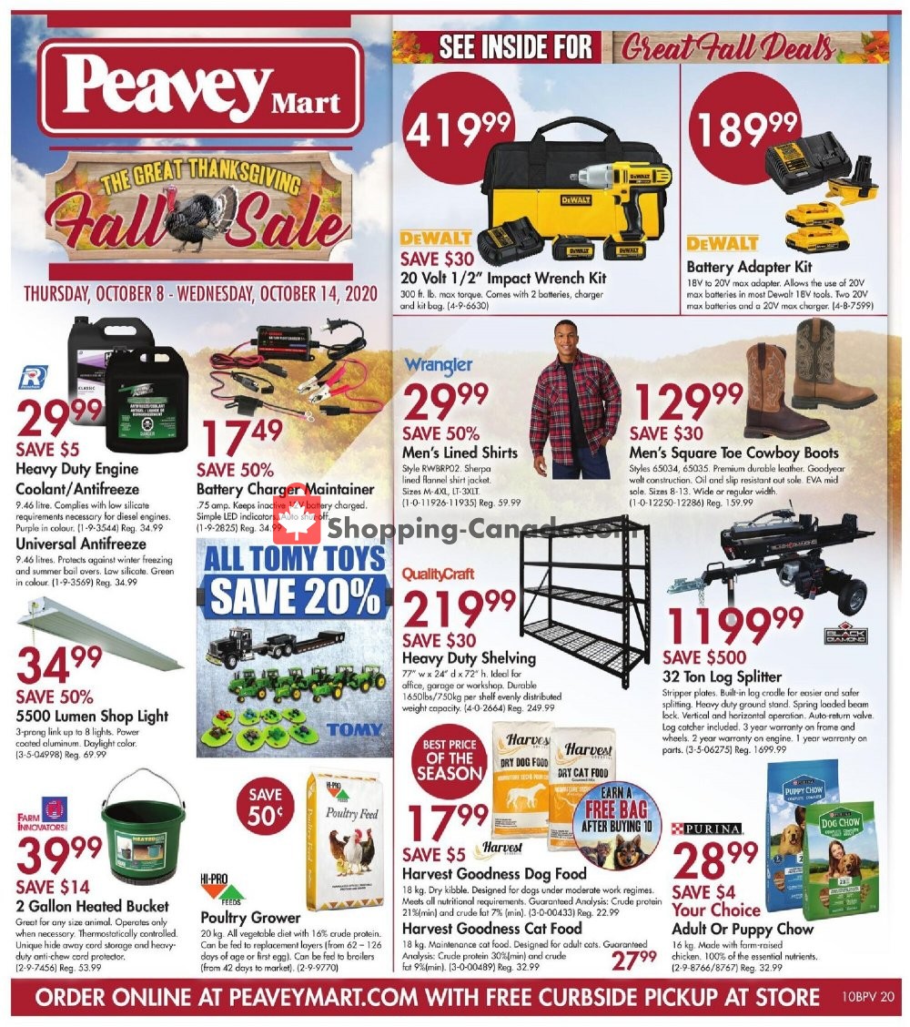 Peavey Mart Canada, flyer (Fall Sale) October 8 October 14, 2020