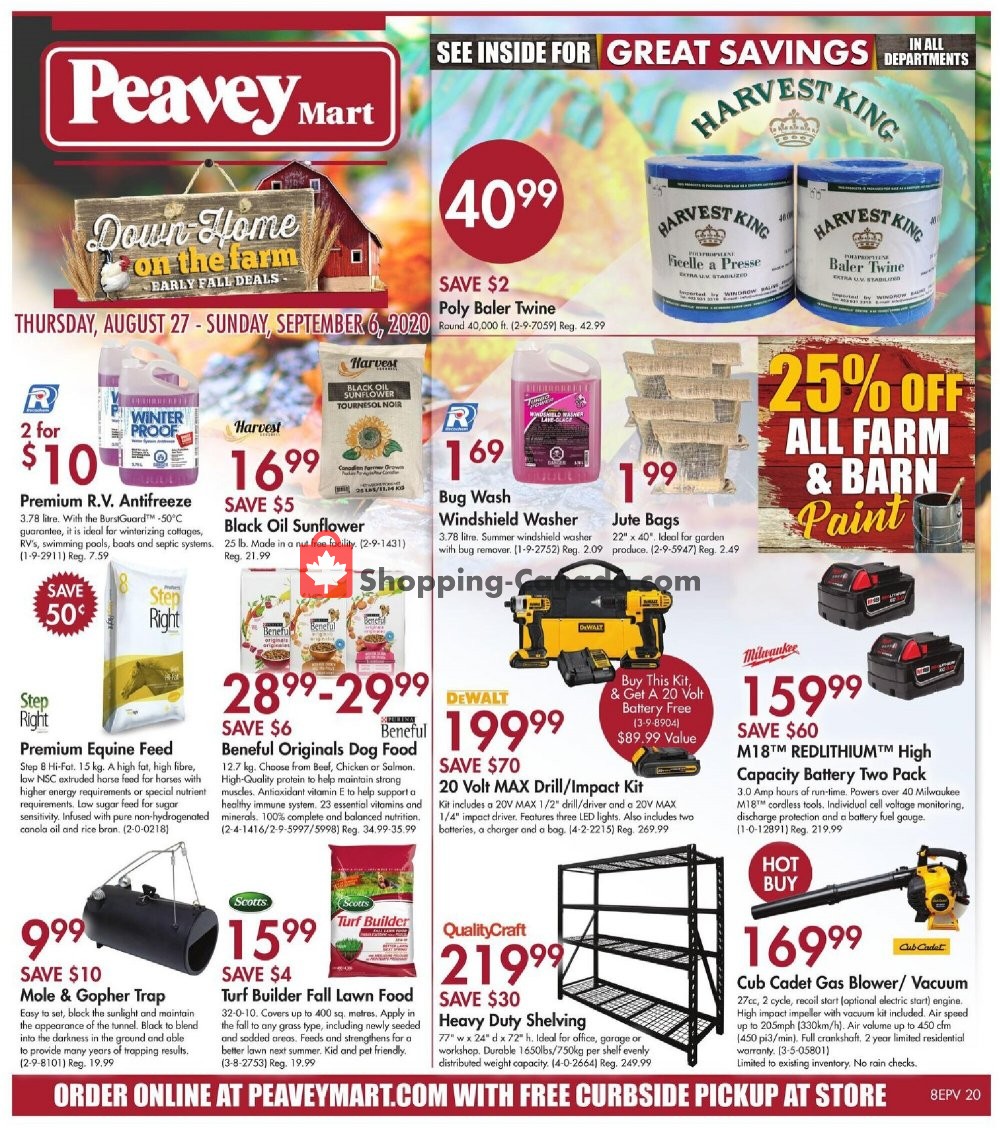 Peavey Mart Canada, flyer (Great Savings) August 27 September 6