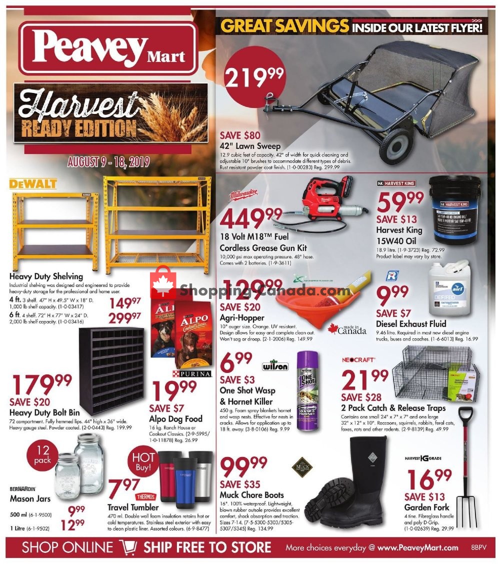 Peavey Mart flyer from Friday August 9, 2019 to Sunday August 18, 2019 - page 1