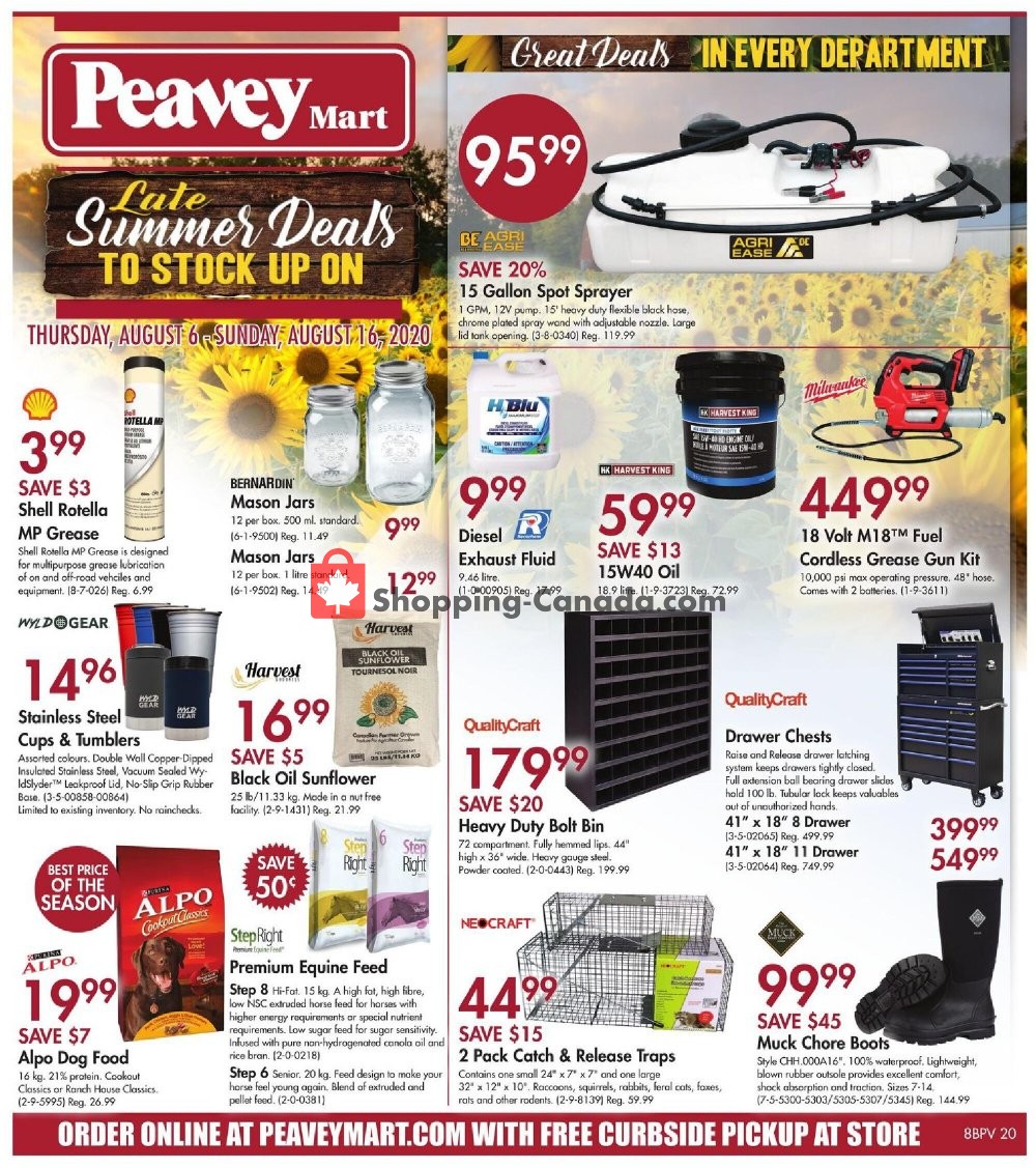Peavey Mart flyer from Thursday August 6, 2020 to Sunday August 16, 2020 - page 1