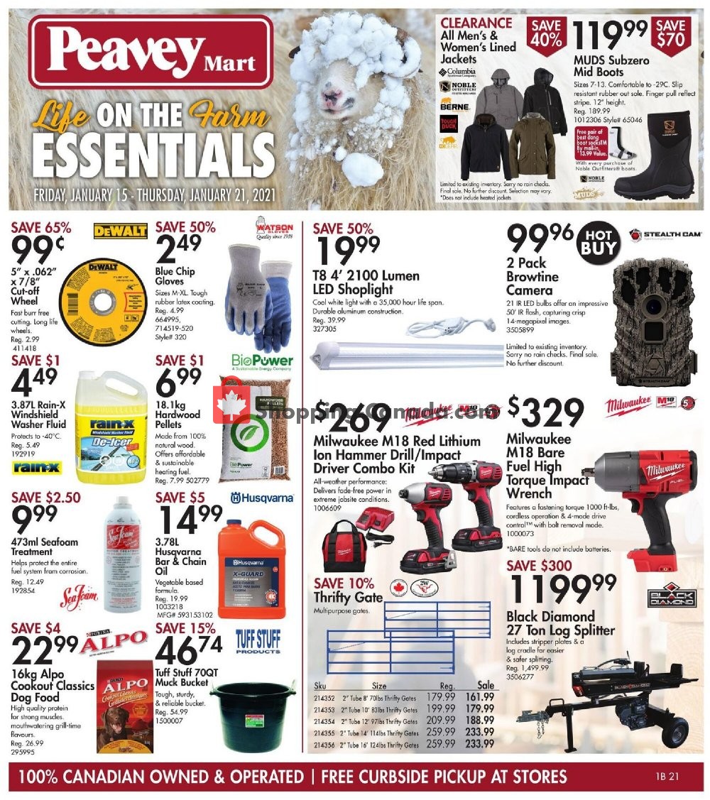 Peavey Mart flyer from Friday January 15, 2021 to Thursday January 21, 2021 - page 1