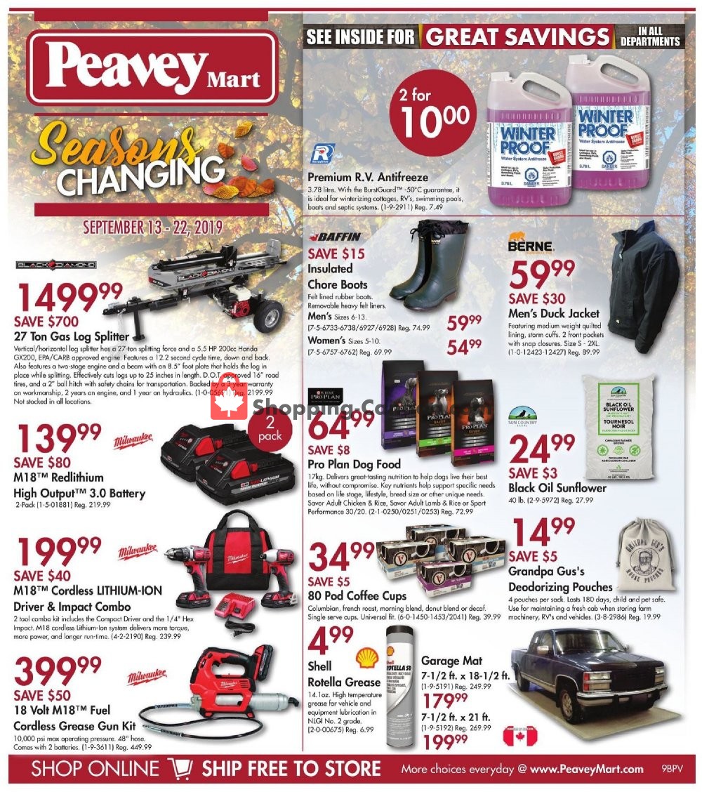 Peavey Mart flyer from Friday September 13, 2019 to Sunday September 22, 2019 - page 1