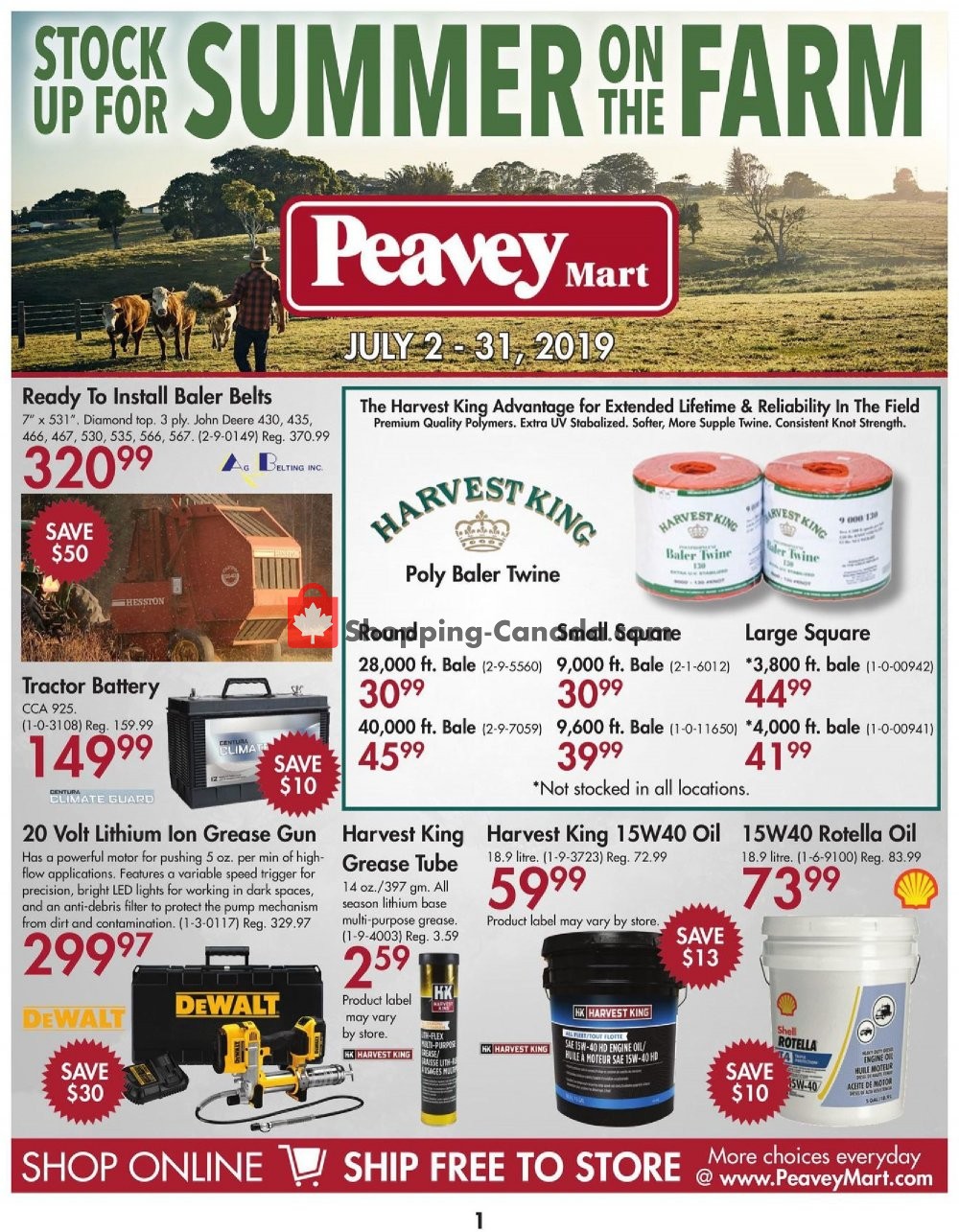 Peavey Mart flyer from Tuesday July 2, 2019 to Wednesday July 31, 2019 - page 1