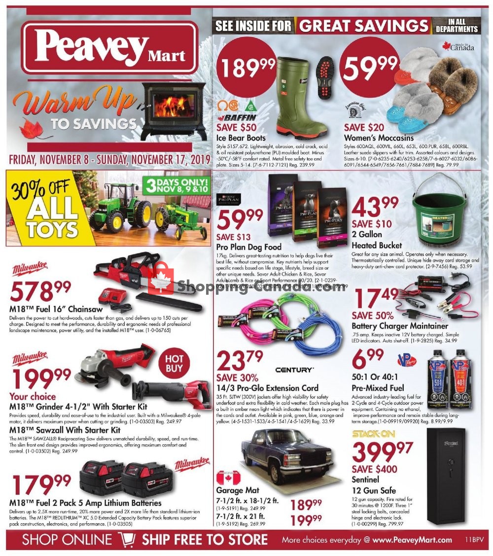 Peavey Mart flyer from Friday November 8, 2019 to Sunday November 17, 2019 - page 1
