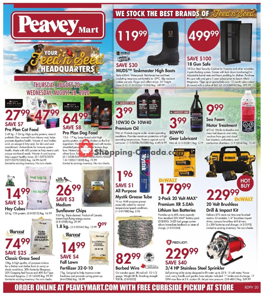 Peavey Mart Canada, flyer (Your Feed N Seed Headquarters) August 20