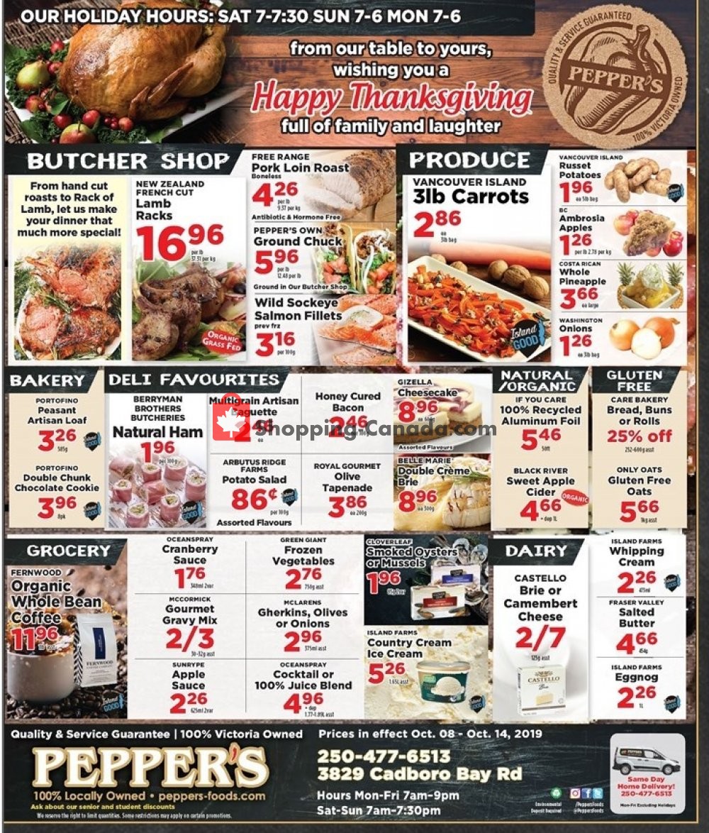 Pepper's Foods flyer from Tuesday October 8, 2019 to Monday October 14, 2019 - page 1
