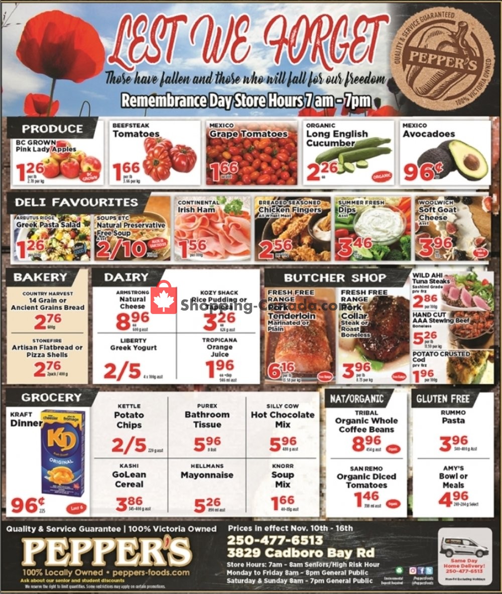 Pepper's Foods Canada, flyer (Hot Deal) November 10 November 16