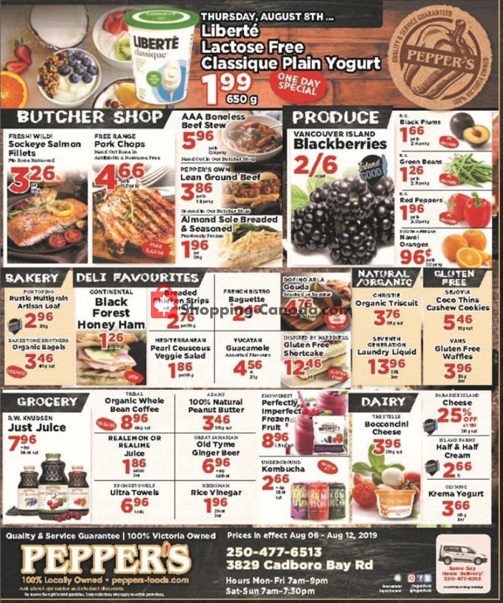 Pepper's Foods flyer from Tuesday August 6, 2019 to Monday August 12, 2019 - page 1