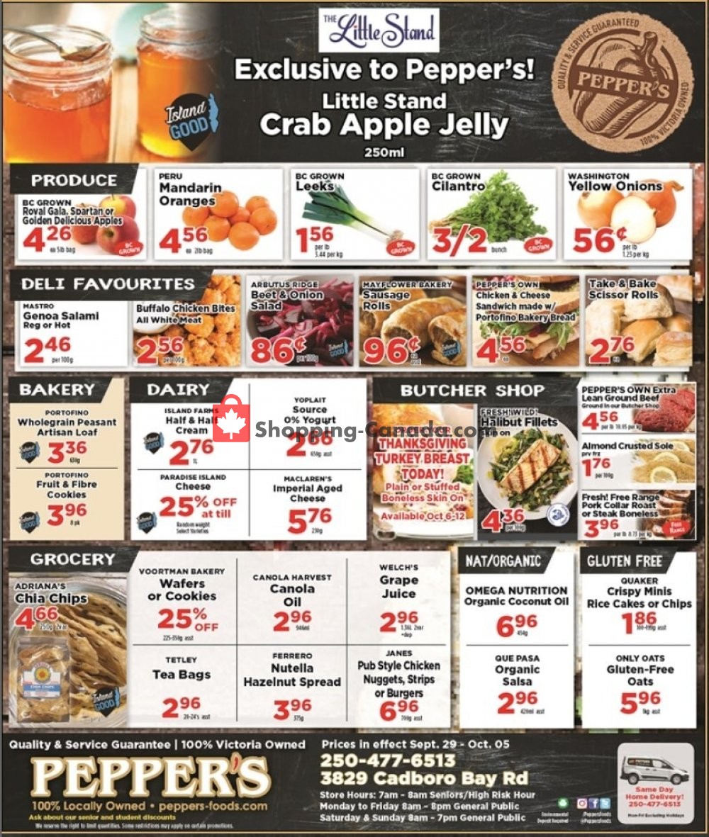 Pepper's Foods Canada, flyer (Hot Offer) September 29 October 5