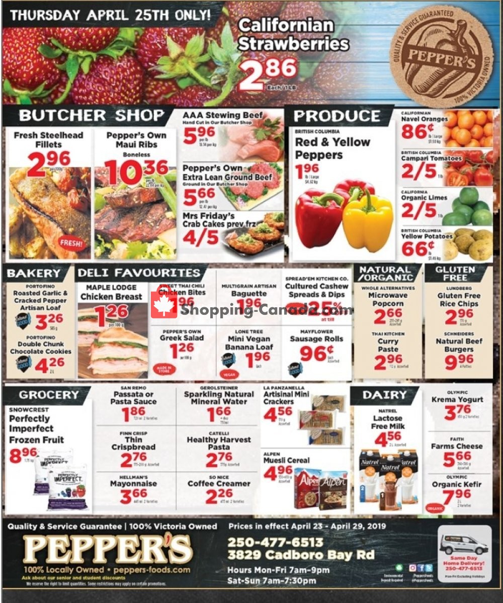 Pepper's Foods flyer from Tuesday April 23, 2019 to Monday April 29, 2019 - page 1