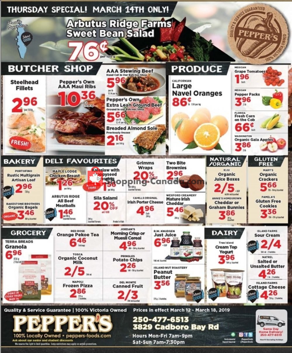 Pepper's Foods flyer from Tuesday March 12, 2019 to Monday March 18, 2019 - page 1