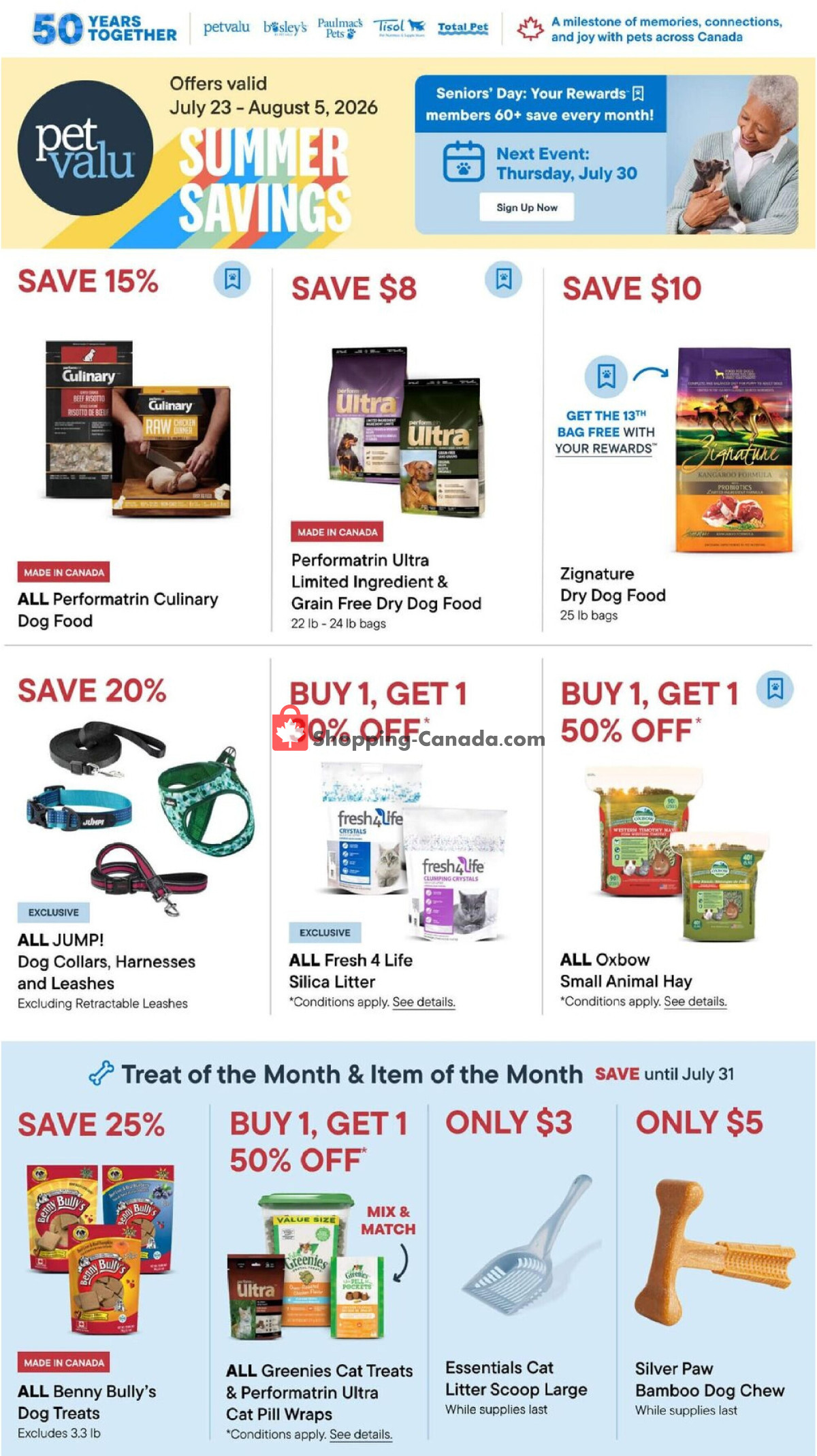 Pet Valu flyer from Thursday July 23, 2026 to Wednesday August 5, 2026 - page 1