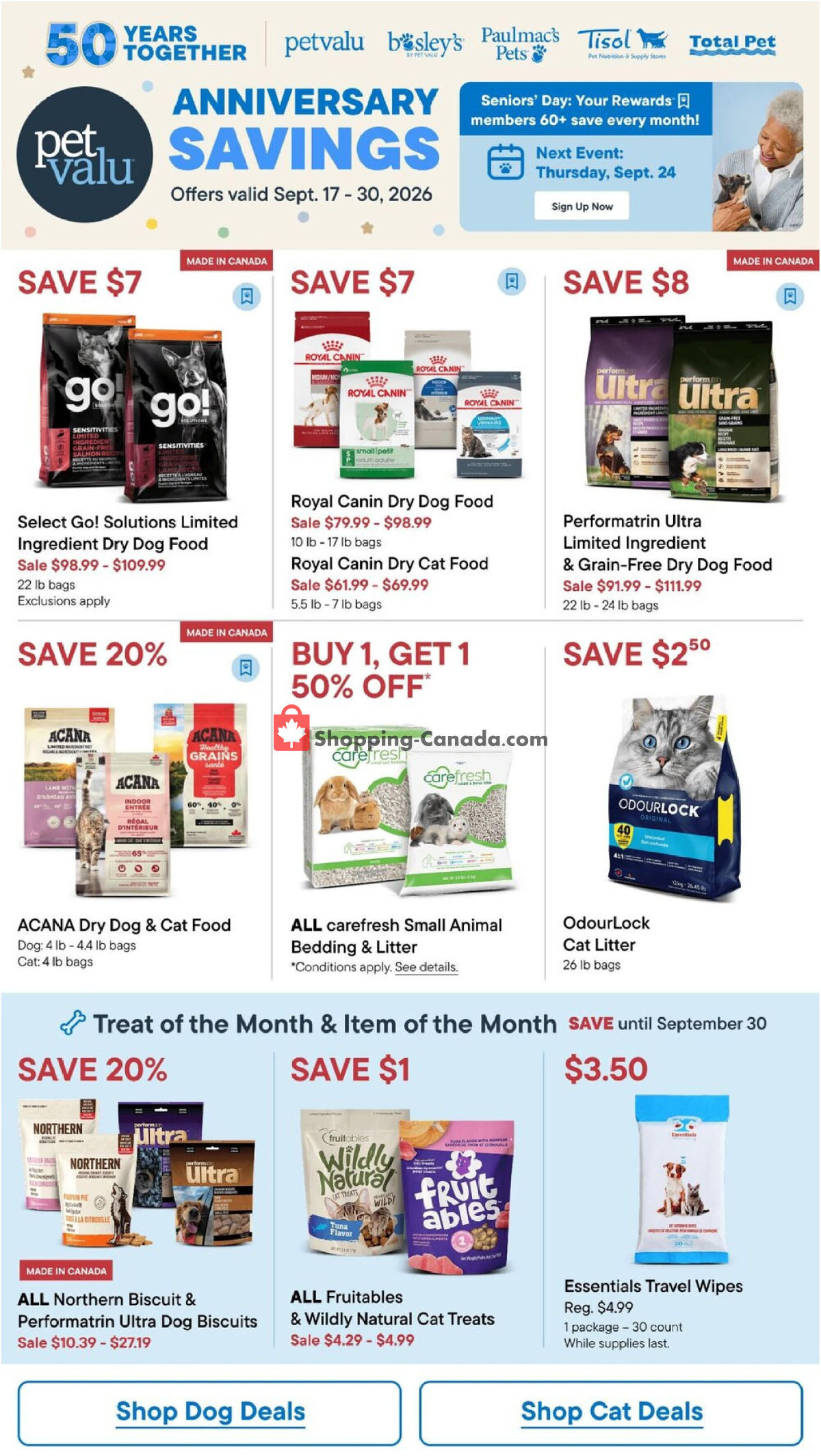 Pet Valu flyer from Thursday September 17, 2026 to Wednesday September 30, 2026 - page 1