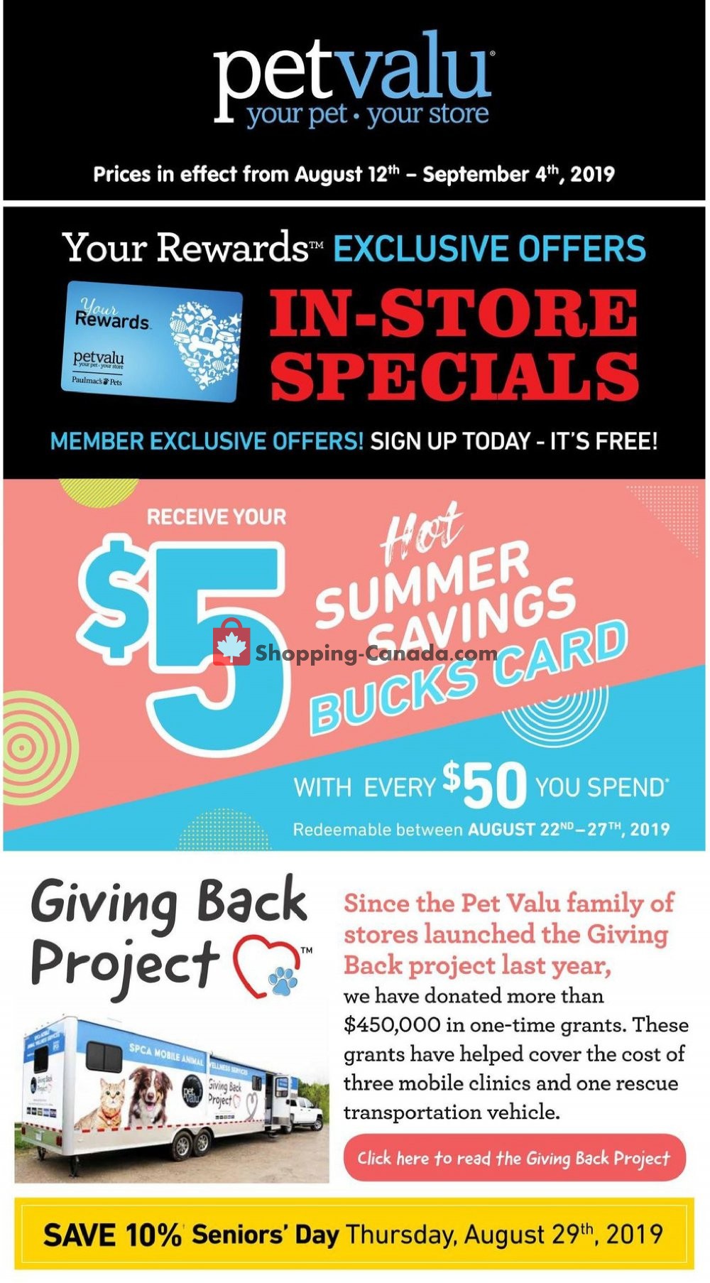 Pet Valu flyer from Monday August 12, 2019 to Wednesday September 4, 2019 - page 1
