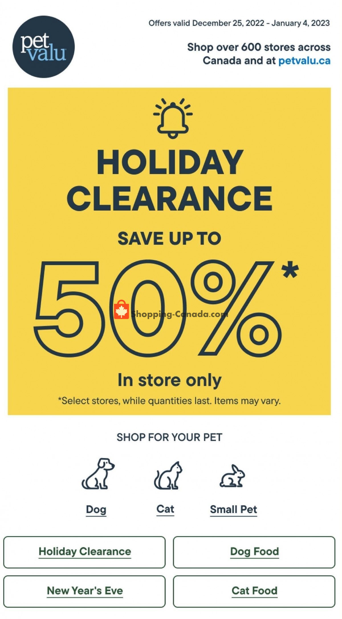 Pet Valu flyer from Sunday December 25, 2022 to Wednesday January 4, 2023 - page 1