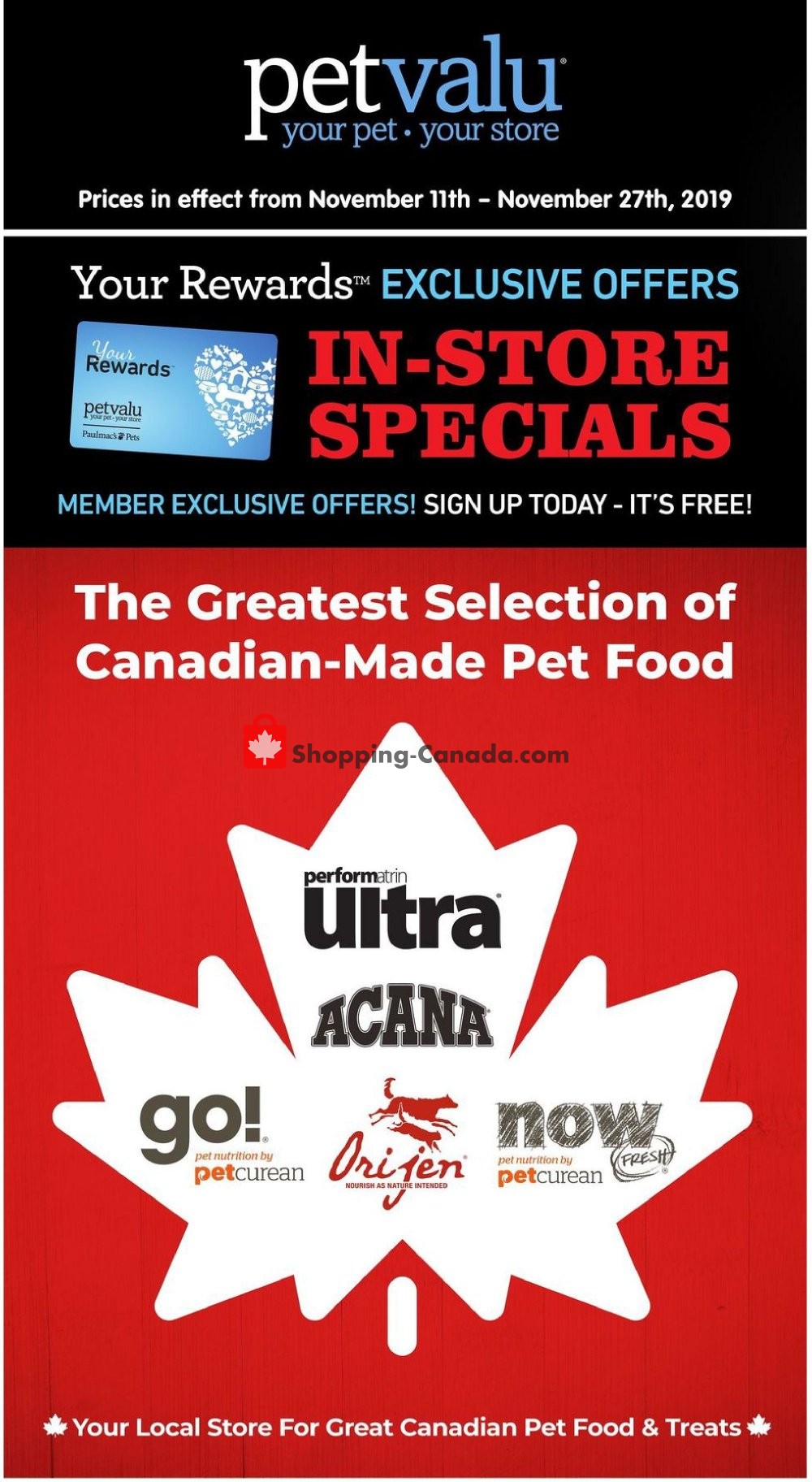 Pet Valu flyer from Monday November 11, 2019 to Wednesday November 27, 2019 - page 1