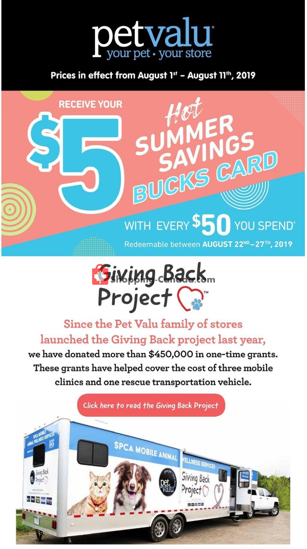 Pet Valu Canada, flyer (Summer Savings) August 1 August 11, 2019