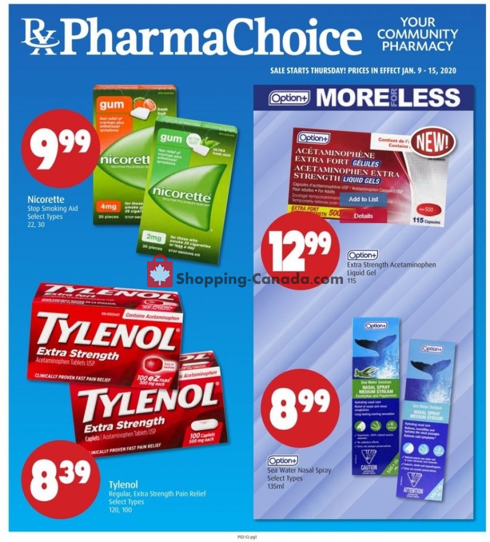 Pharma Choice flyer from Thursday January 9, 2020 to Wednesday January 15, 2020 - page 1