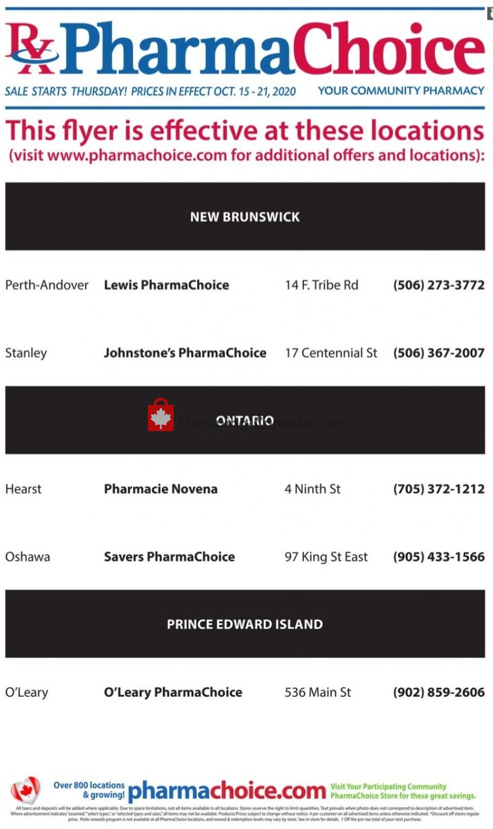 Pharma Choice flyer from Thursday October 15, 2020 to Wednesday October 21, 2020 - page 1