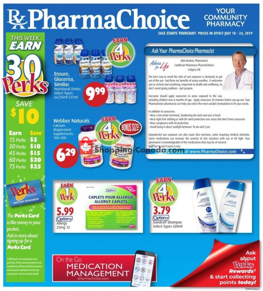 Pharma Choice flyer from Thursday July 18, 2019 to Wednesday July 24, 2019 - page 1