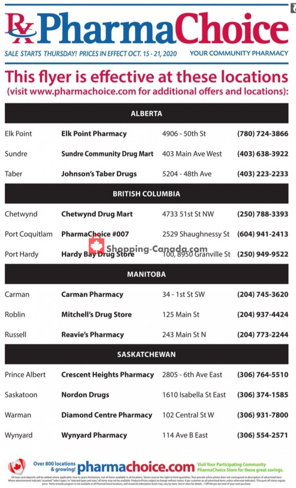 Pharma Choice flyer from Thursday October 15, 2020 to Wednesday October 21, 2020 - page 1