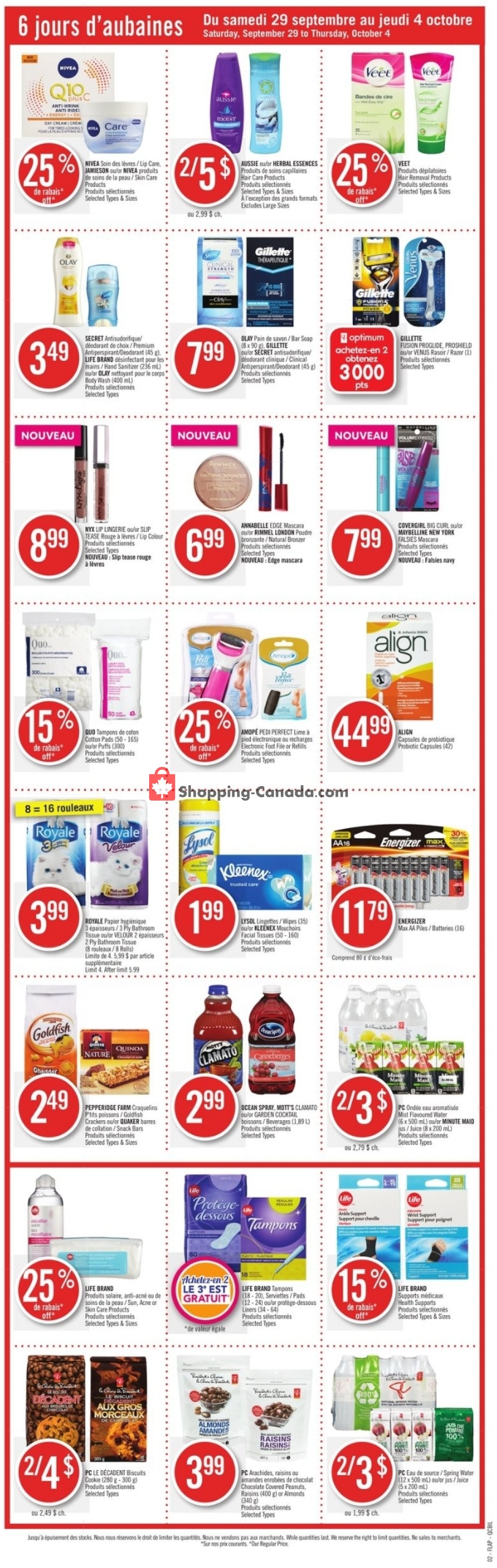 Pharmaprix flyer from Saturday September 29, 2018 to Thursday October 4, 2018 - page 2