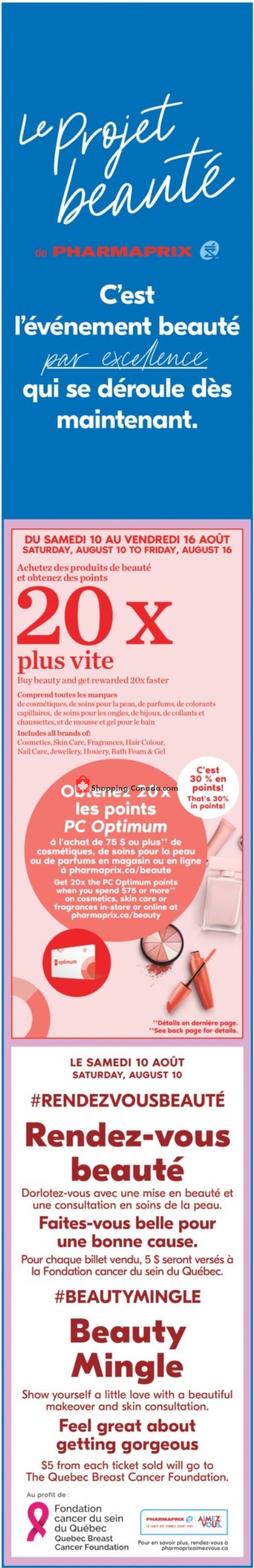 Pharmaprix flyer from Saturday August 10, 2019 to Thursday August 15, 2019 - page 1