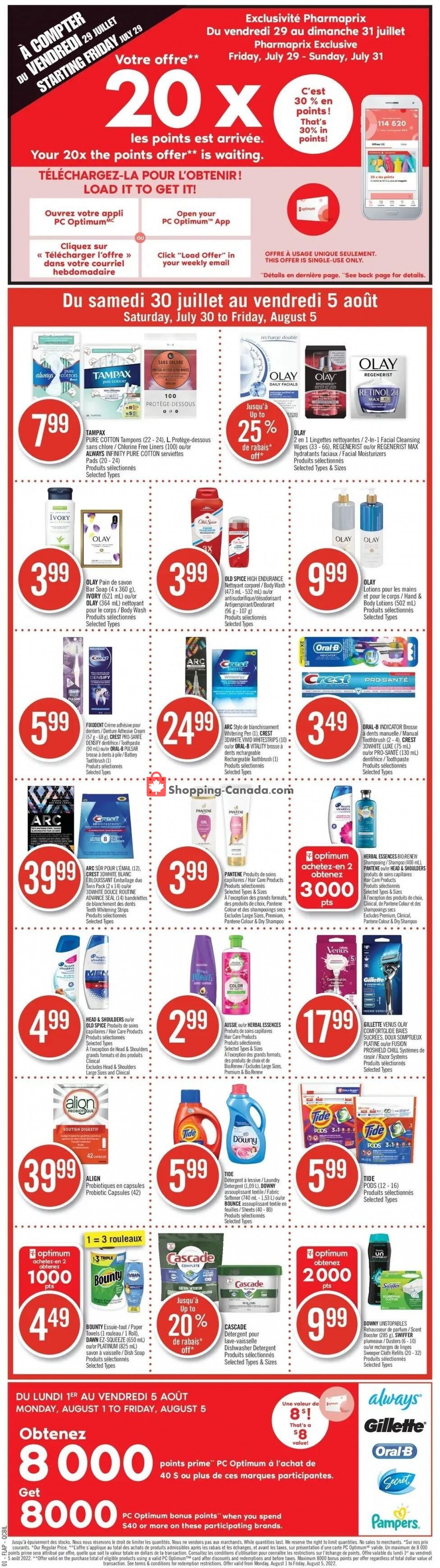 Pharmaprix Canada, flyer (Special Offer QC) July 30 August 5