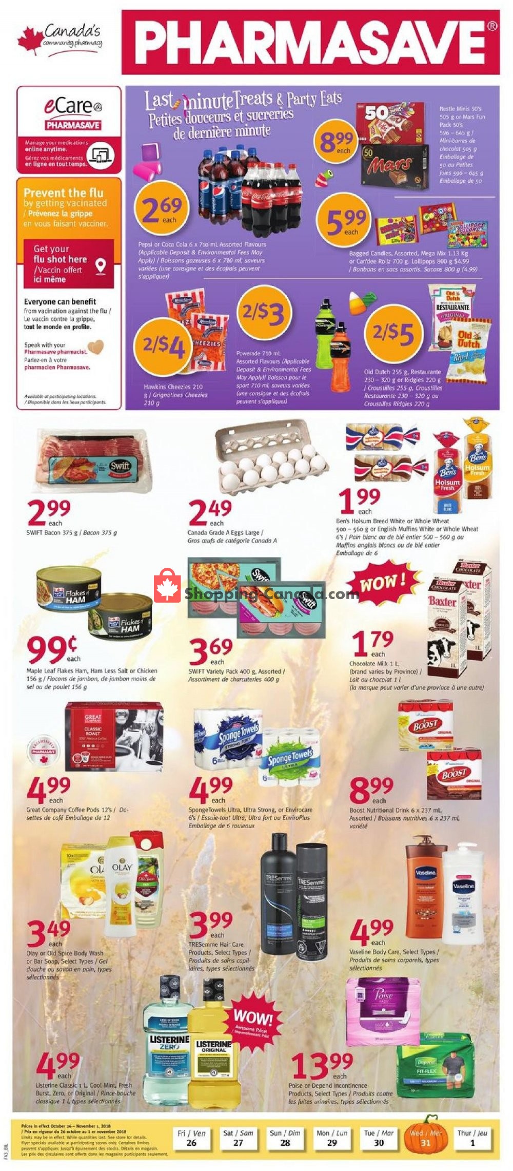 Pharmasave flyer from Friday October 26, 2018 to Thursday November 1, 2018 - page 1