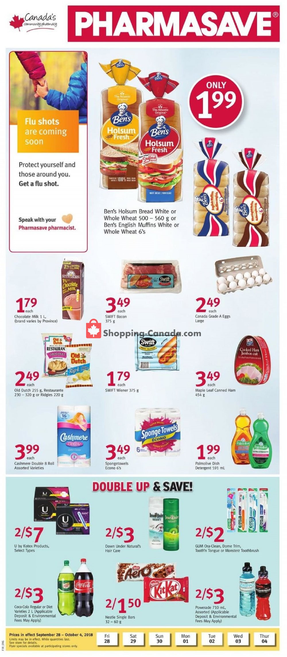 Pharmasave flyer from Friday September 28, 2018 to Thursday October 4, 2018 - page 1