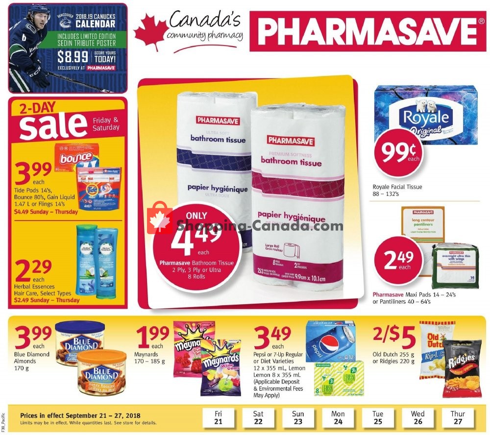 Pharmasave flyer from Friday September 21, 2018 to Thursday September 27, 2018 - page 1