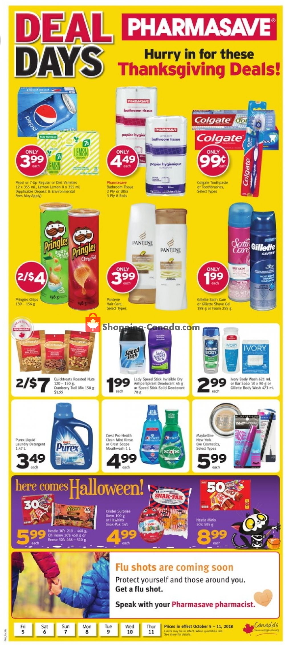 Pharmasave flyer from Friday October 5, 2018 to Thursday October 11, 2018 - page 1