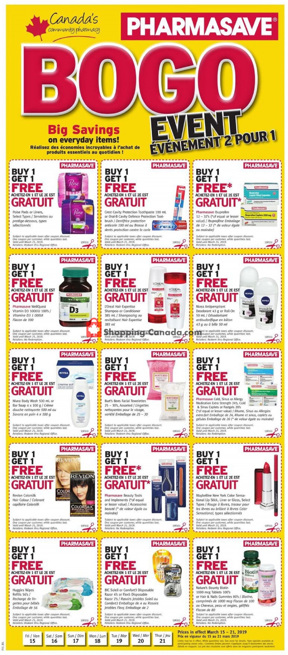 Pharmasave flyer from Friday March 15, 2019 to Thursday March 21, 2019 - page 1