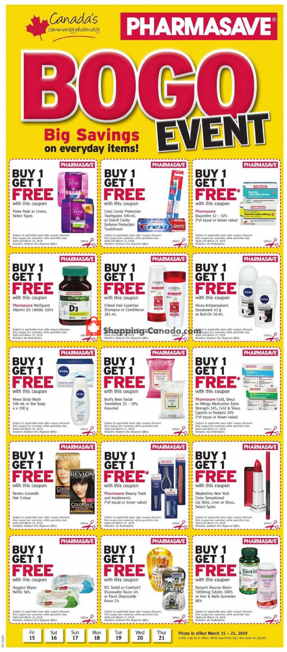Pharmasave flyer from Friday March 15, 2019 to Thursday March 21, 2019 - page 1