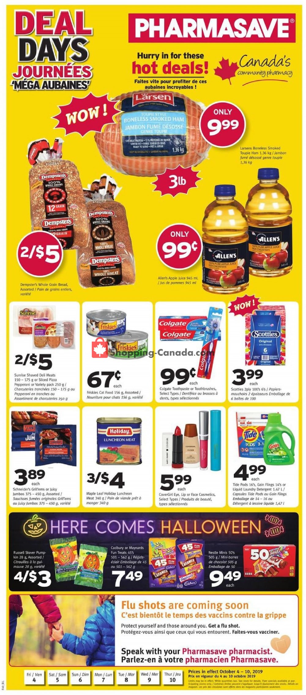 Pharmasave flyer from Friday October 4, 2019 to Thursday October 10, 2019 - page 1